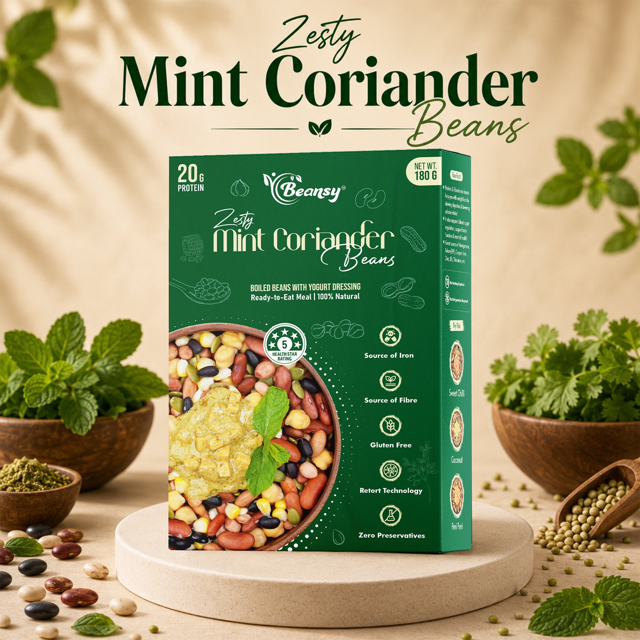 Zesty Mint Coriander Beans | Ready-to-Eat Protein | Australia